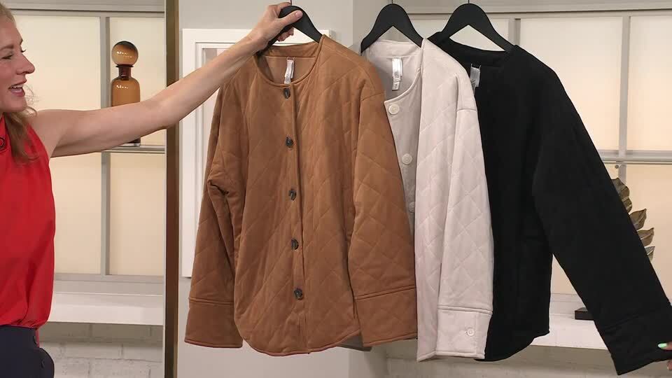 MarlaWynne Faux Suede Quilted Jacket QVC UK - Main Image