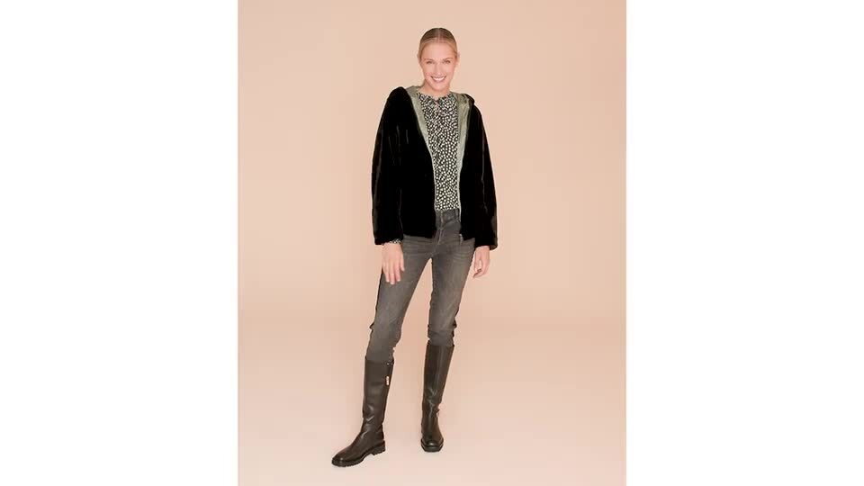 STEFFEN SCHRAUT Jacke, Fellimitat Kontrastfutter Reißverschluss